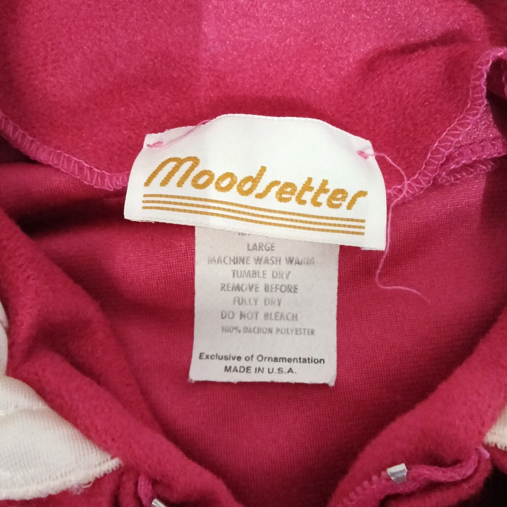Vintage Moodsetter Pink Kaftan Robe Scalloped Quilted Collar Zip Front Large - Picture 7 of 8